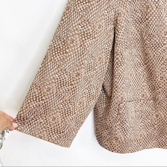 Lafayette 148 Crop Blazer Brown Print Size 18 - Picture 7 of 11